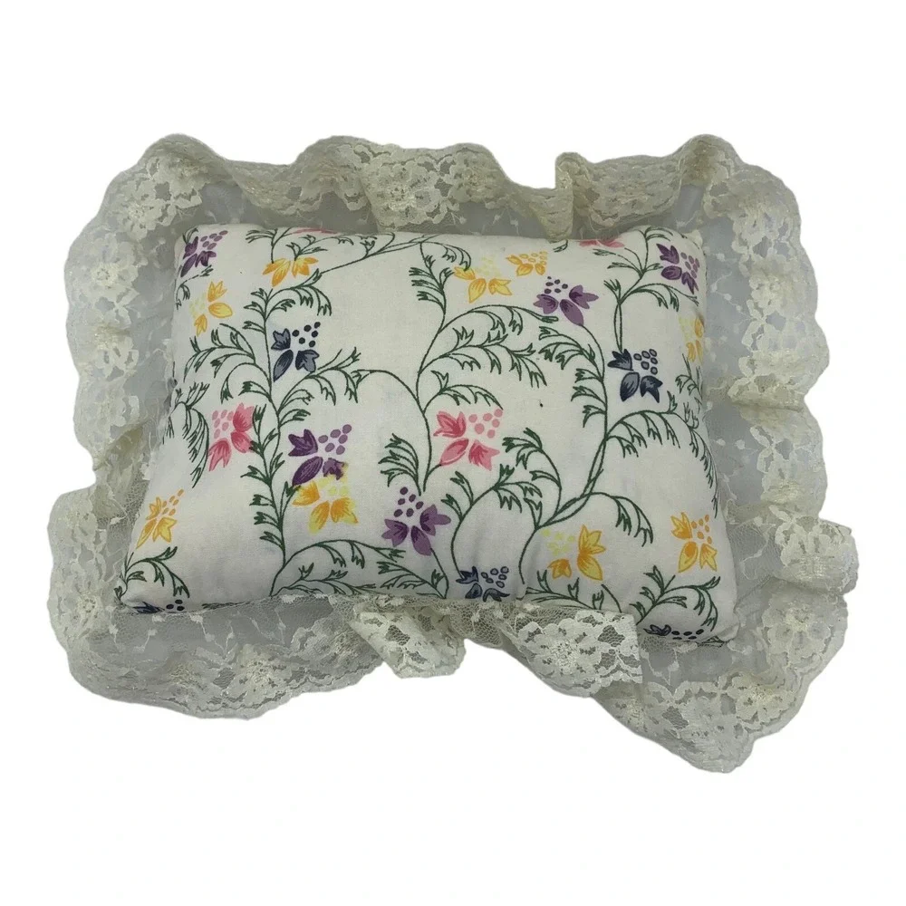 Vintage 1980's Floral Lace Pillow Gift 